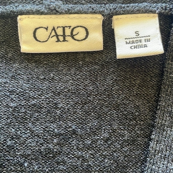 Sporty Charcoal Gray Knit Hooded Cardigan Button Front Sweater Ribbed Trim Sz S - Picture 7 of 13